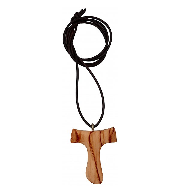 0002 - Necklace with Tau cross in olive wood