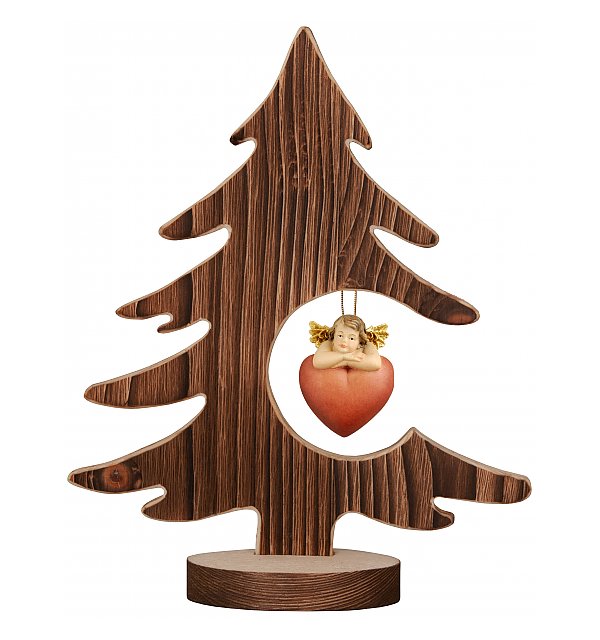 7164 - Fir tree with angel on heart COLOR