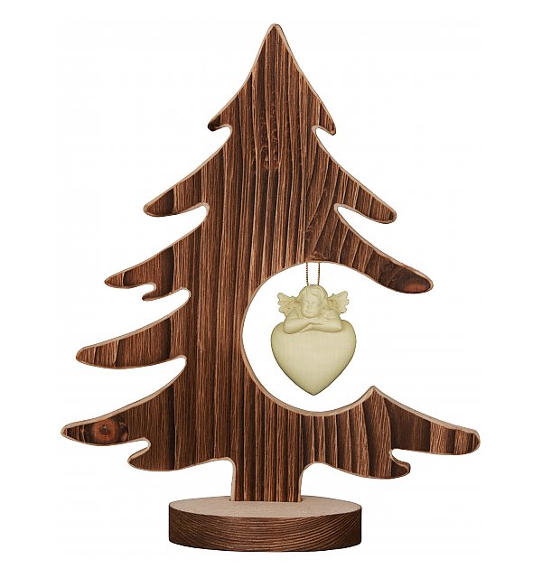 7164 - Fir tree with angel on heart NATUR
