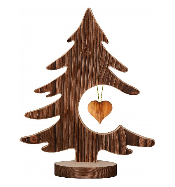 7167 - Fir tree with heart in Oliv wood