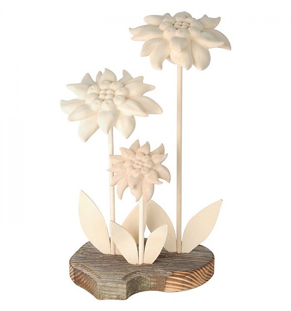 KD0989 - Three Edelweiss with wooden caulis