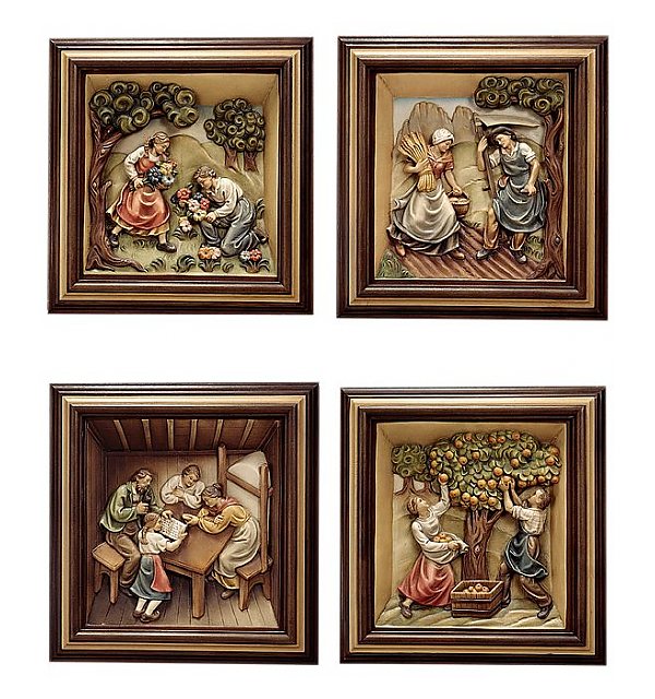 KD1300 - 4 reliefs of the 4 seasons with frame