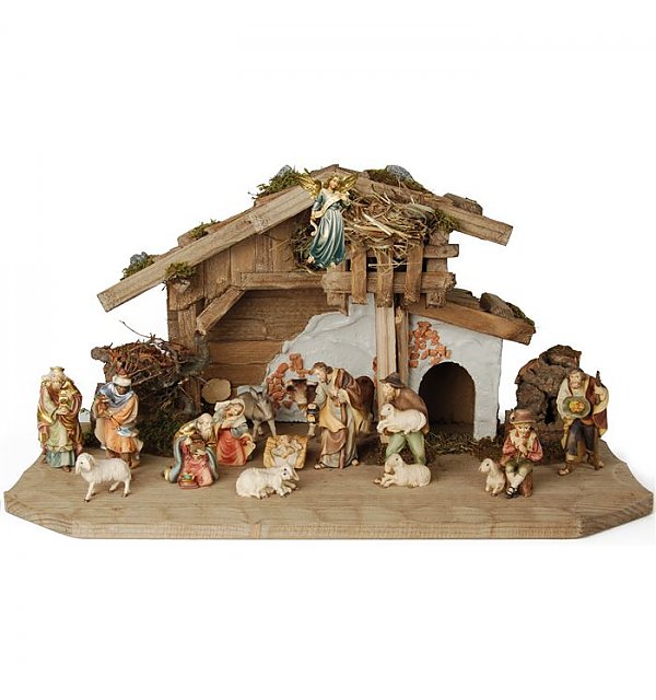 KD1630S - Peace Nativity scene set with 14 figures and shed