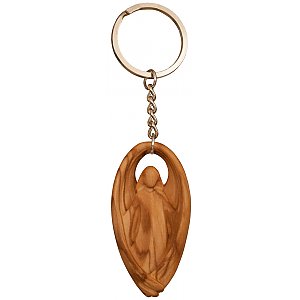0023 - Keyring Pendant - Guardian Angel in oliv wood