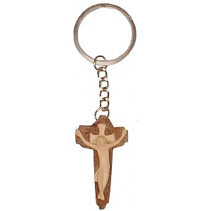 0031 - Keyring Pendant - with Crucifix modern style  wood