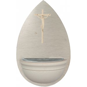 0041 - Holy Water Font with small Crucifix in wooden
