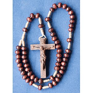 0415 - Rosary with baroque cross in nut wood 5cm