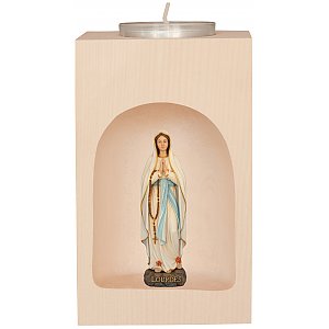33279 - Candle holder with Our Lady of Lourdes in niche