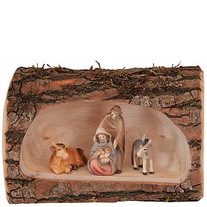 27557 - Morg. Nativity with Ox and Donkey in tree trunch