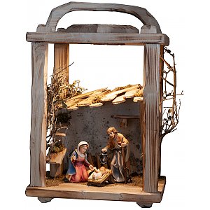 2871 - Wood Lantern with Betelhem Nativity 10cm