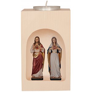 32176 - Candle Holder with Heart Jesus and Mary
