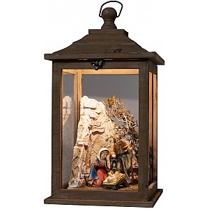 2852 - Wooden lantern with stable and Family B 10cm