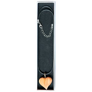 8051 - Heart olive with ribbon in natural-wood jewelry