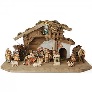 KD1630S - Peace Nativity scene set with 14 figures and shed