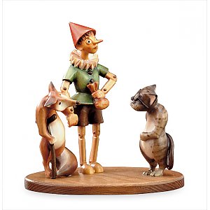 L00611 - Pinocchio with fox & cat (with pedestal)