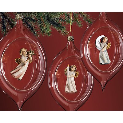Christmas balls Glass Mouth blown & angels wood