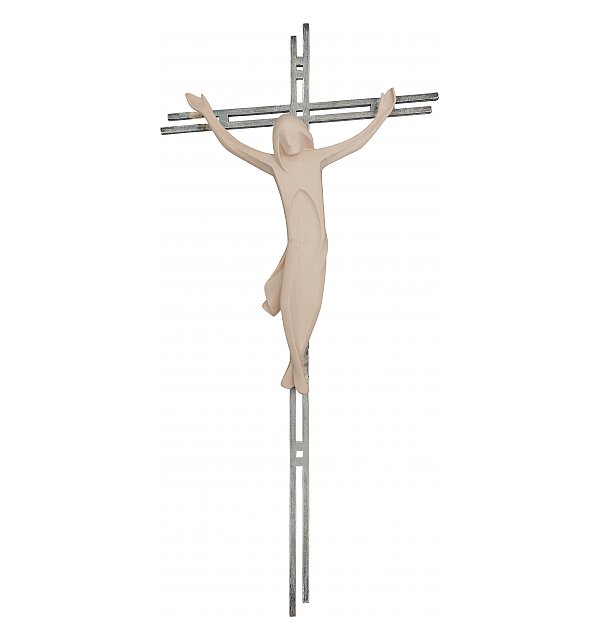 3156 - Kruzifix Einfach mit Stahlbalken 2Fach NATUR
