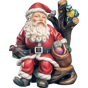 Statue Sculpture of Santa Claus with Sleigh and Gifts in Val Gardena Wood Carved and Hand Decorated Various Sizes