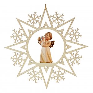 6918 - Stella cristallo con angelo pupazzo di neve