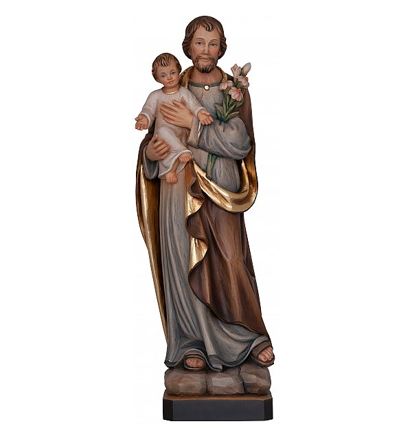 3251 - San Giuseppe con Bambino in legno COLOR