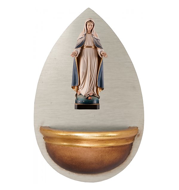 0047G - Aquasantiera con Madonna Immaculata in legno