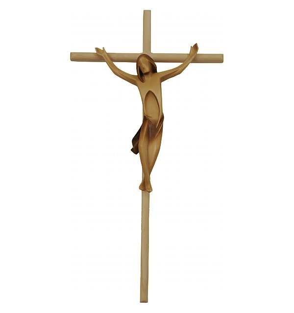 3160 - Crocifisso, semplice, su Croce diritta in legno COLOR