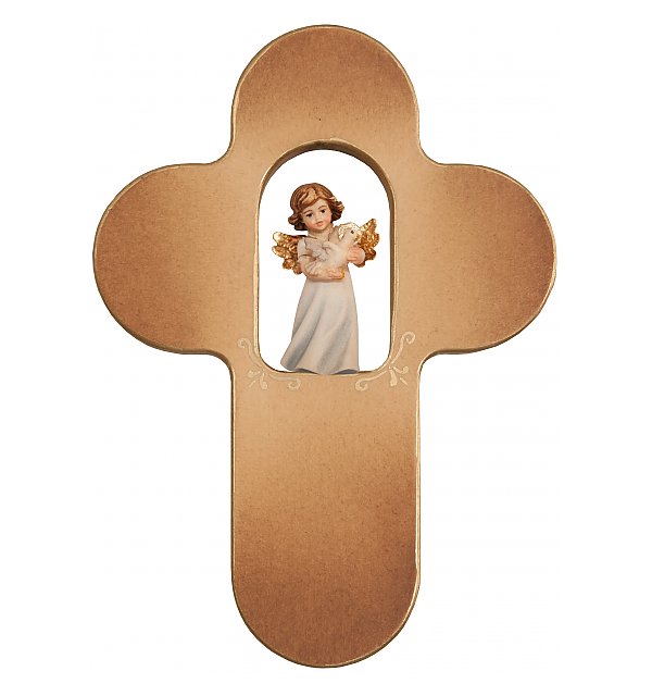 3187C - Croce per bambini con angelo con colomba 5cm