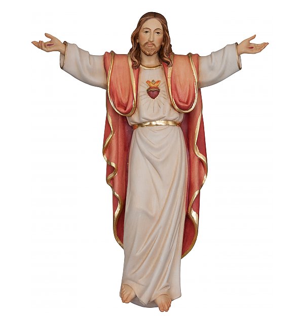 3215 - Sacro Cuore di Gesù da parete statua in legno COLOR