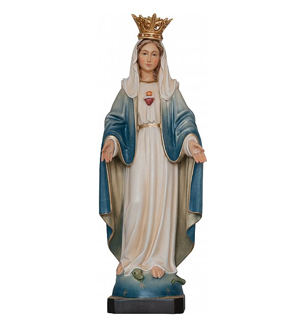 3304 - Sacro Cuore di Maria Immacolata con corona legno