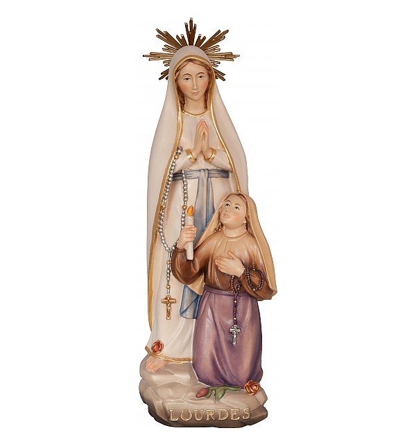 33284 - Madonna di Lourdes con Bernadetta e aureola
