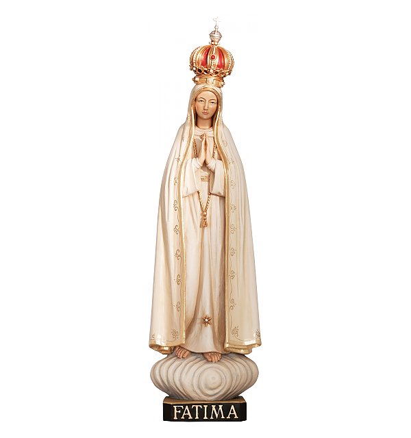 3341 - Statua della Madonna di Fatima in legno con corona COLOR