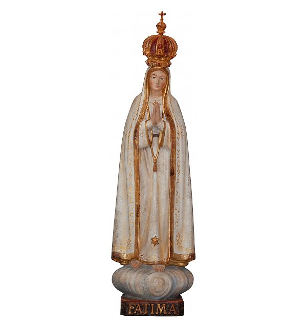 3341 - Statua della Madonna di Fatima in legno con corona ECHTGOLD
