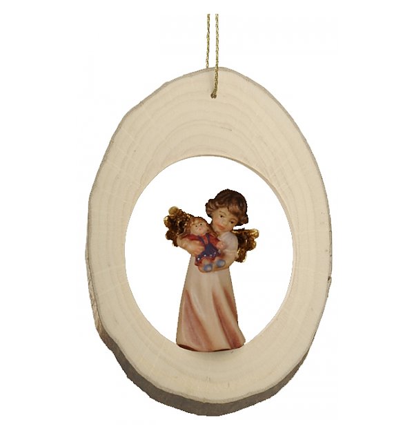 6715 - Fetta di tronco con angelo Mary bambola