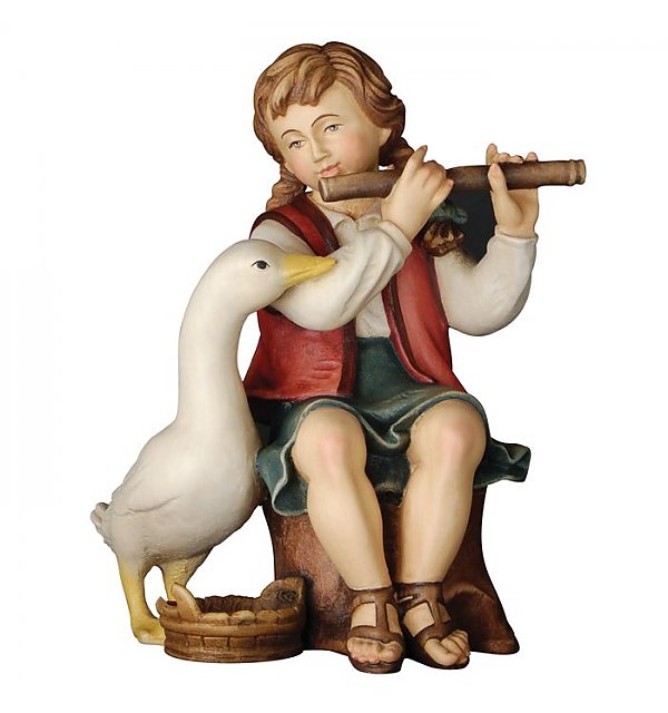 KD155014 - Ragazza seduta con flauto e oca