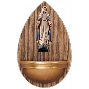 0045G - Aquasantiera in legno con Madonna Miracolosa