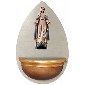 0047G - Aquasantiera con Madonna Immaculata in legno