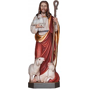 3204 - Staua Gesù Buon Pastore in legno Val Gardena
