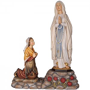 KD0164G - nostra signora di Lourdes con Bernadetta su pietra